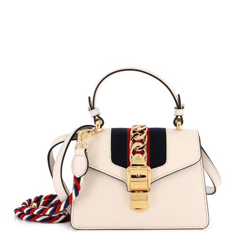 gucci sylvie shoulder bag white|Gucci sylvie top handle bag.